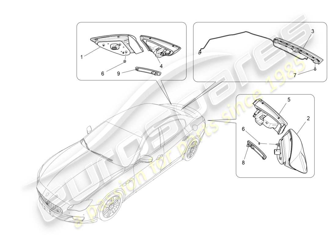 maserati qtp 3.0 tds v6 275hp (2015) rücklicht-cluster teilediagramm