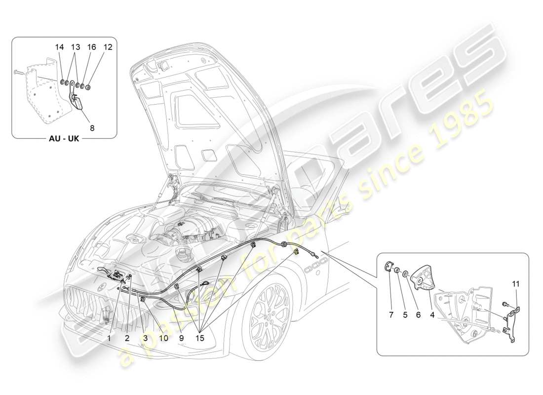 maserati granturismo s (2018) öffnungstaste für vorderen deckel ersatzteildiagramm