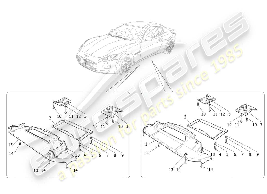 maserati granturismo s (2014) unterboden- und unterflurschutz teilediagramm