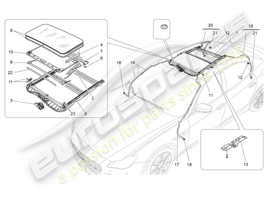 maserati qtp 3.0 bt v6 410hp (2014) schiebedach-teilediagramm