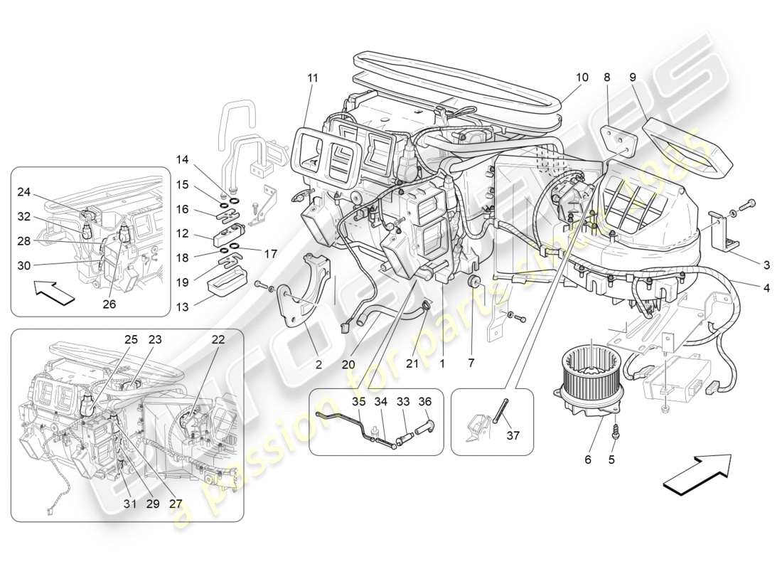 maserati granturismo s (2018) klimaanlage: armaturenbrettgeräte ersatzteildiagramm