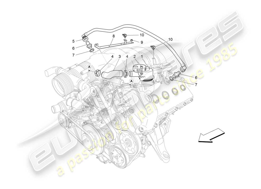 maserati granturismo (2008) öldampf-rückführungssystem - teilediagramm