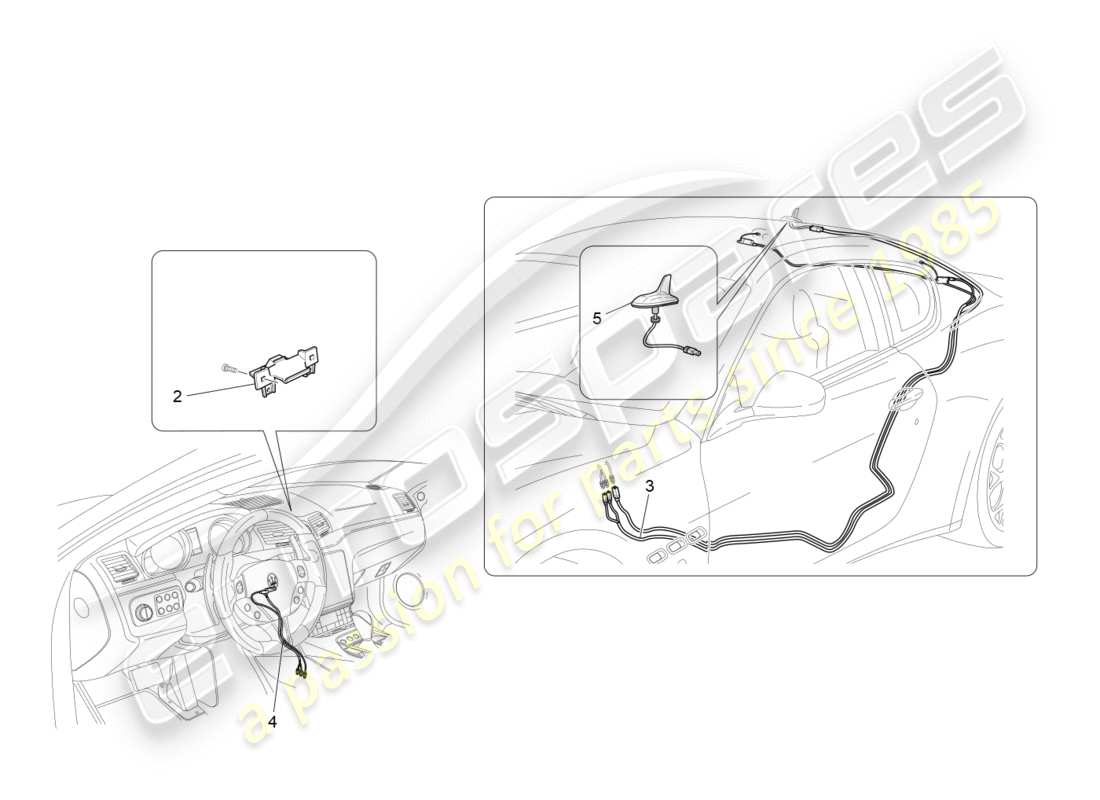 maserati granturismo s (2018) empfangs- und verbindungssystem teilediagramm