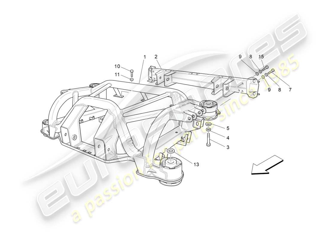 maserati granturismo s (2016) hinteres fahrgestell teilediagramm