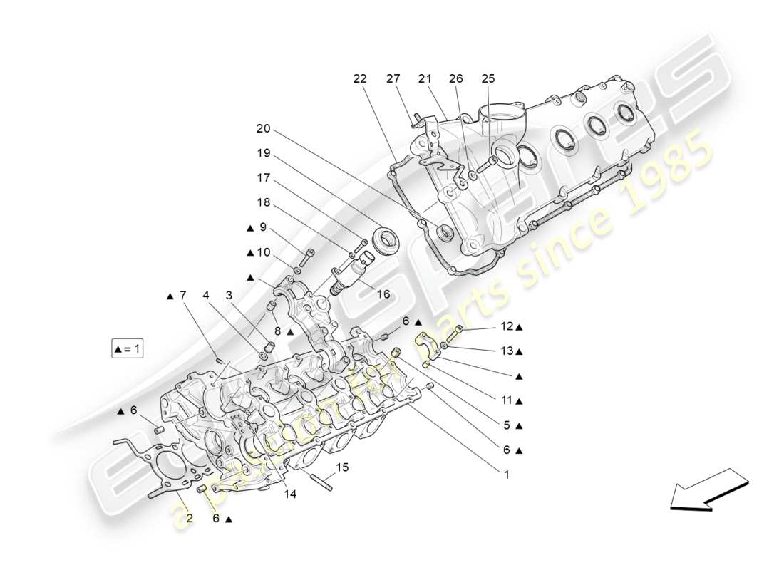 maserati granturismo s (2018) teilediagramm für linken zylinderkopf