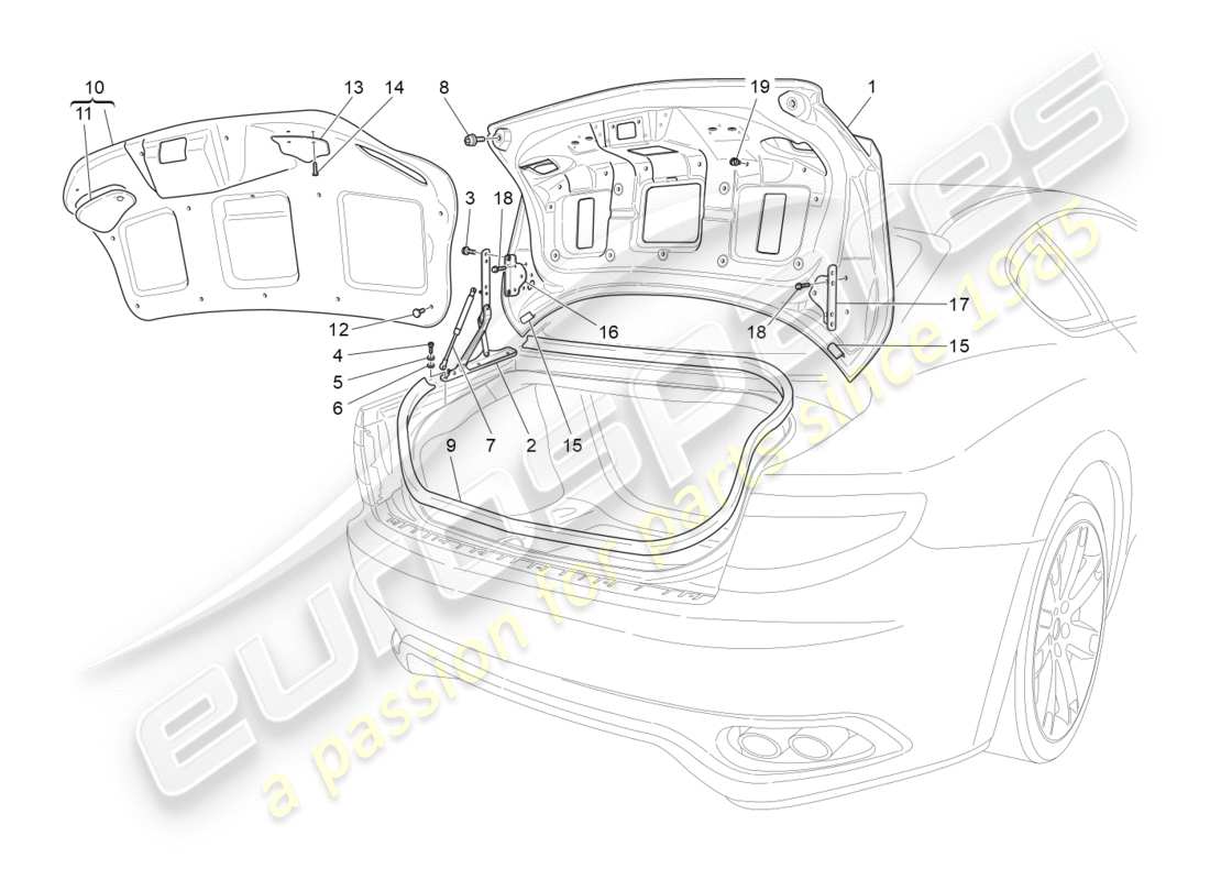 maserati granturismo (2011) hintere klappe - teilediagramm