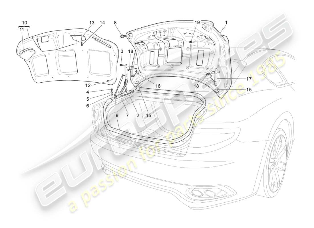 maserati granturismo (2011) hinterer deckel teilediagramm