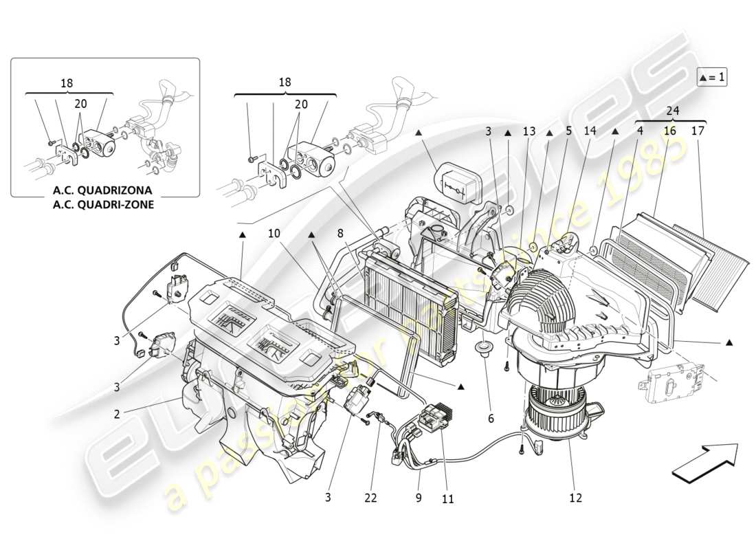 maserati qtp 3.0 bt v6 410hp (2014) klimaanlage: armaturenbrettgeräte ersatzteildiagramm