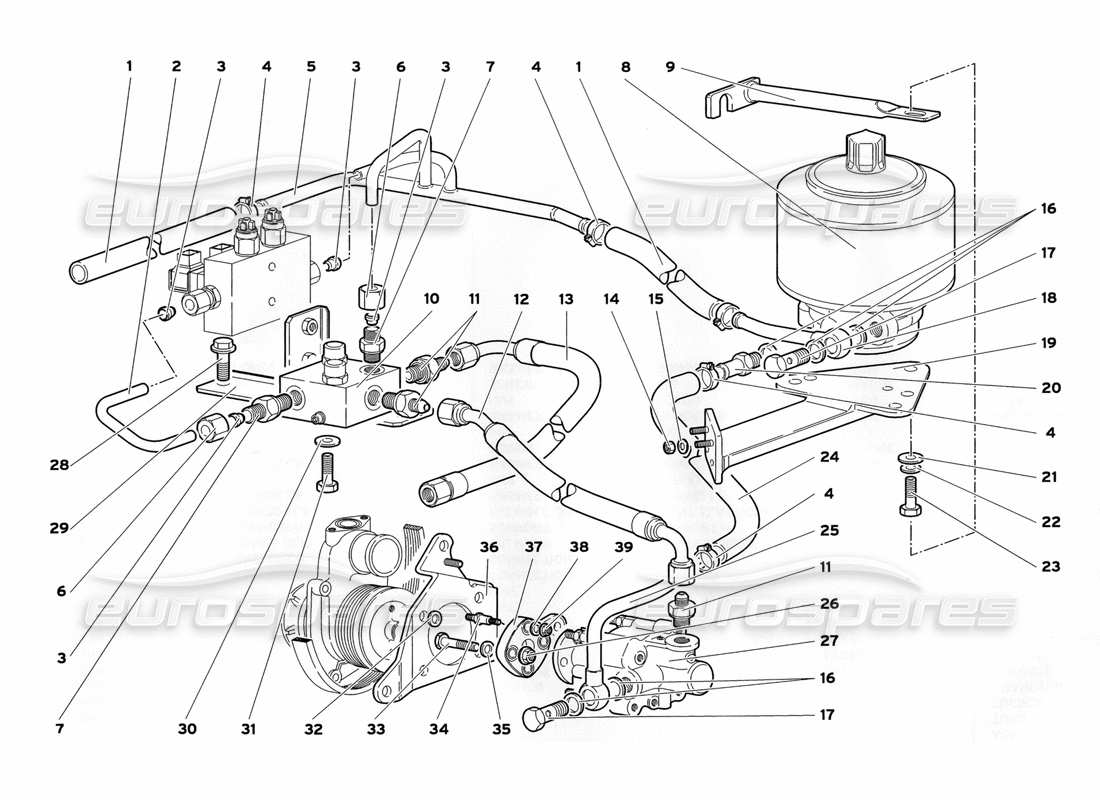 lamborghini diablo sv (1999) lenkung (gültig für fahrzeuge mit hebesystem) teilediagramm