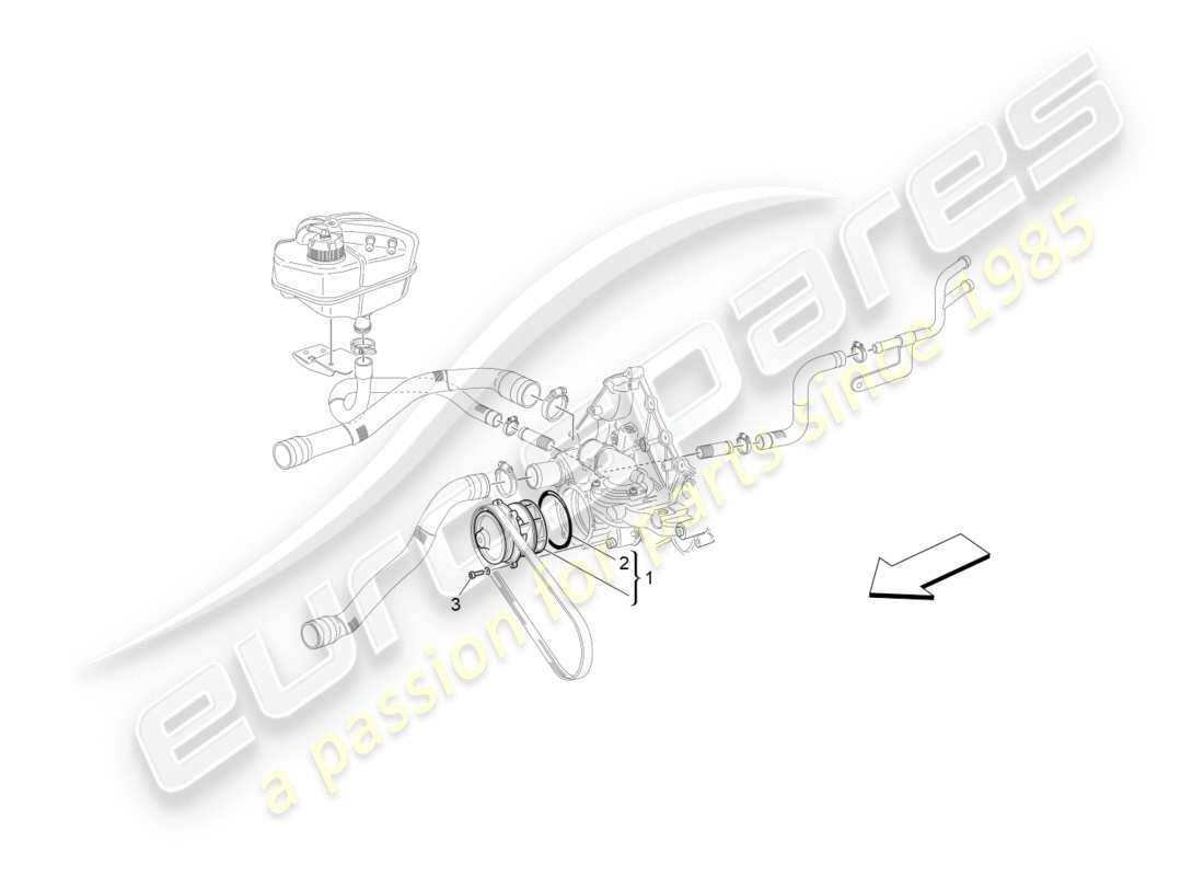 maserati granturismo s (2014) kühlsystem: wasserpumpe teilediagramm