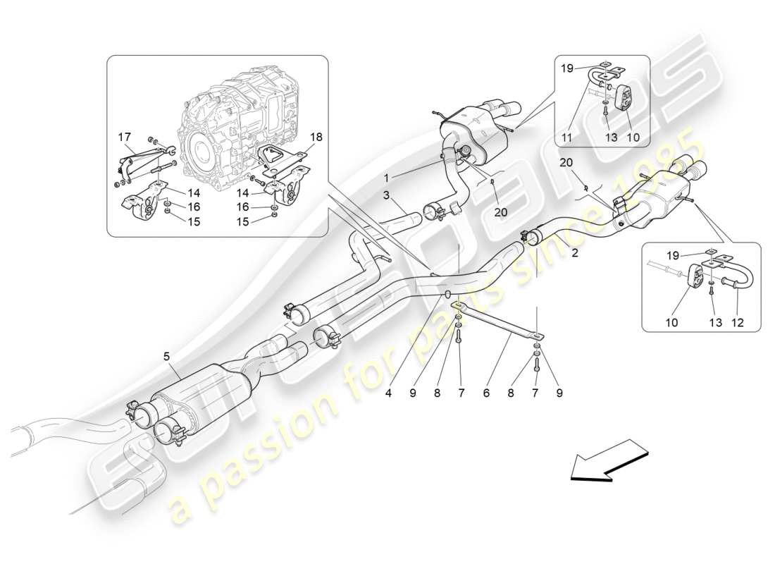 maserati granturismo s (2014) schalldämpfer ersatzteildiagramm