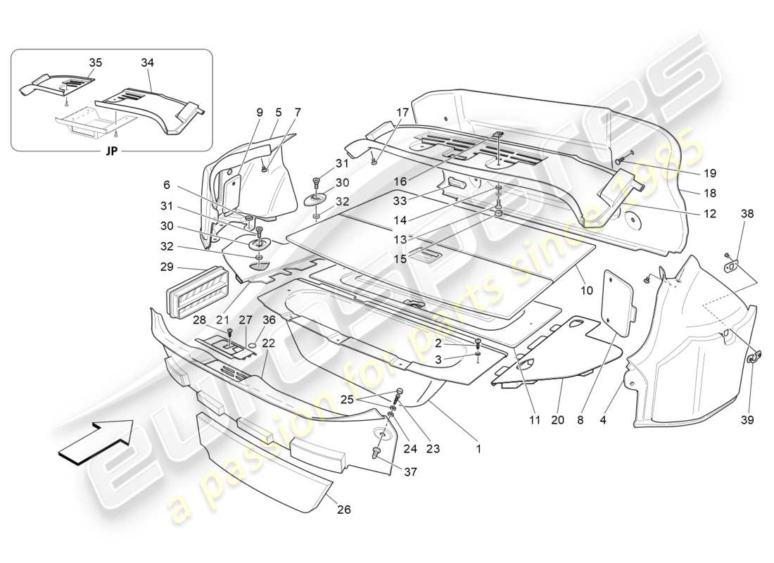 maserati granturismo s (2016) gepäckraummatten ersatzteildiagramm