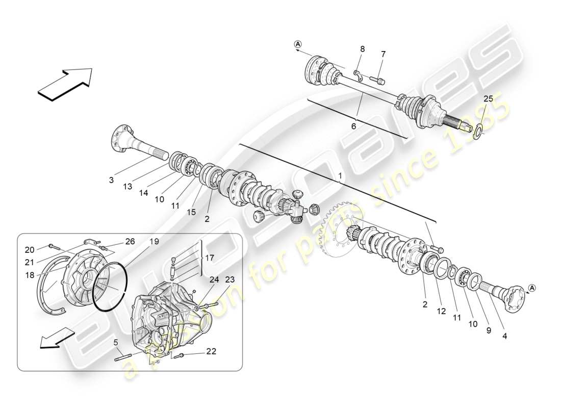 maserati granturismo s (2013) differential- und hinterachswellen ersatzteildiagramm