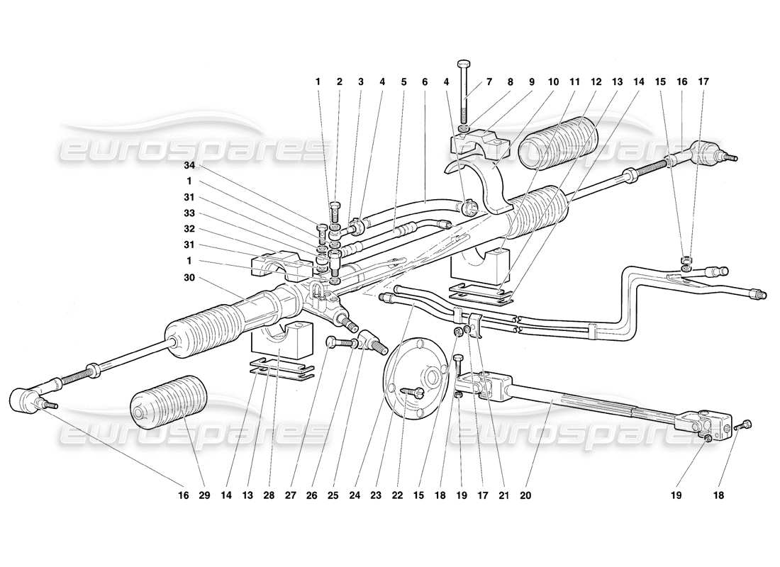 lamborghini diablo se30 (1995) servolenkung (optional) teilediagramm