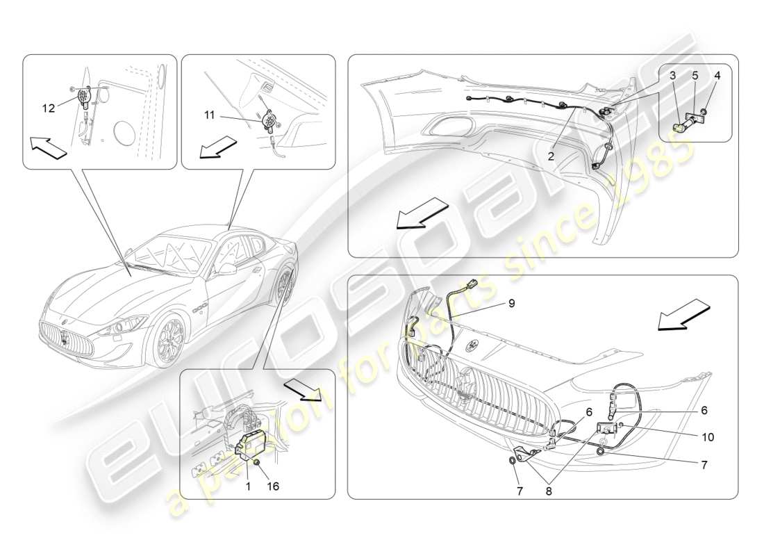 maserati granturismo s (2016) parksensoren teilediagramm