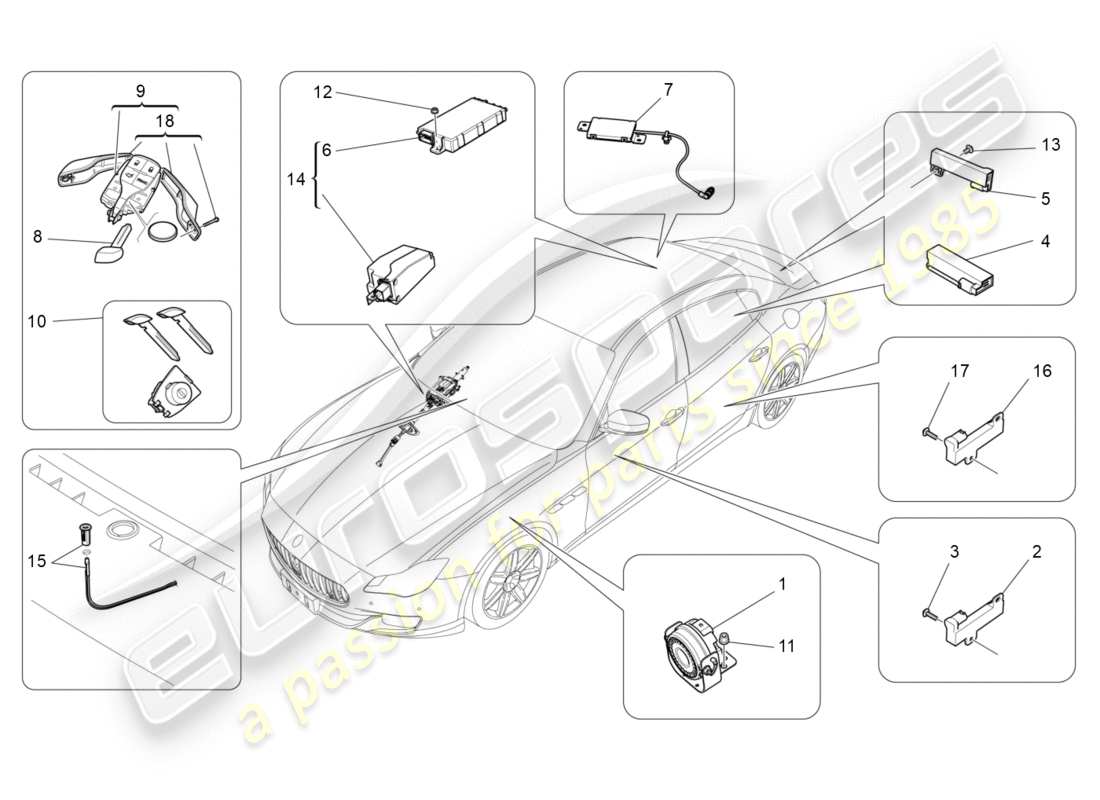 maserati qtp 3.0 bt v6 410hp (2014) alarm- und wegfahrsperrensystem teilediagramm