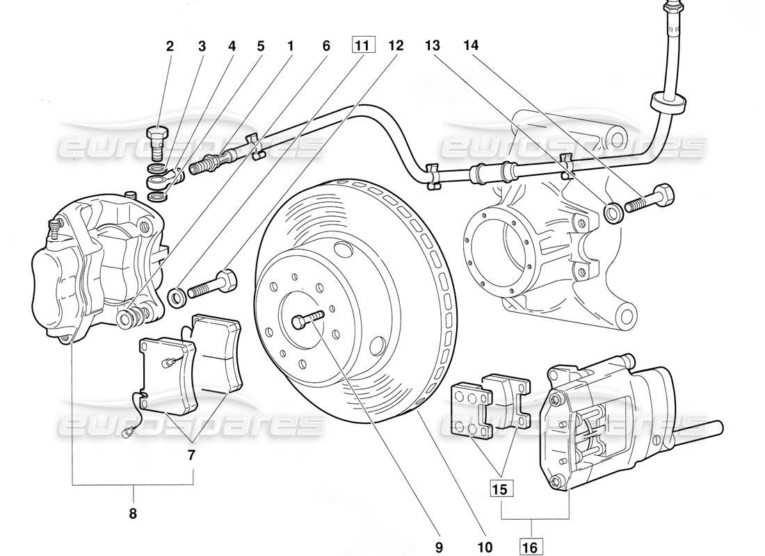 lamborghini diablo (1991) hinterradbremsen (gültig für version juni 1992) teilediagramm