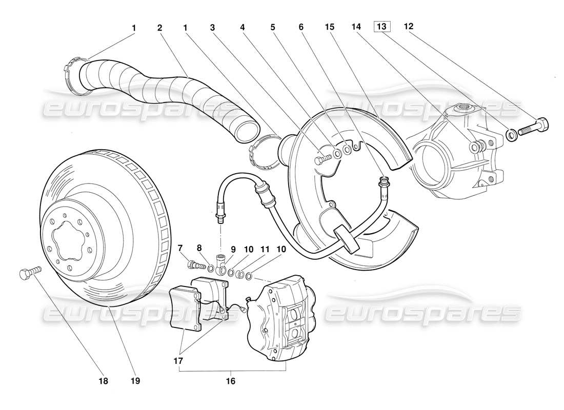 lamborghini diablo (1991) vorderradbremsen (gültig für version juni 1992) teilediagramm