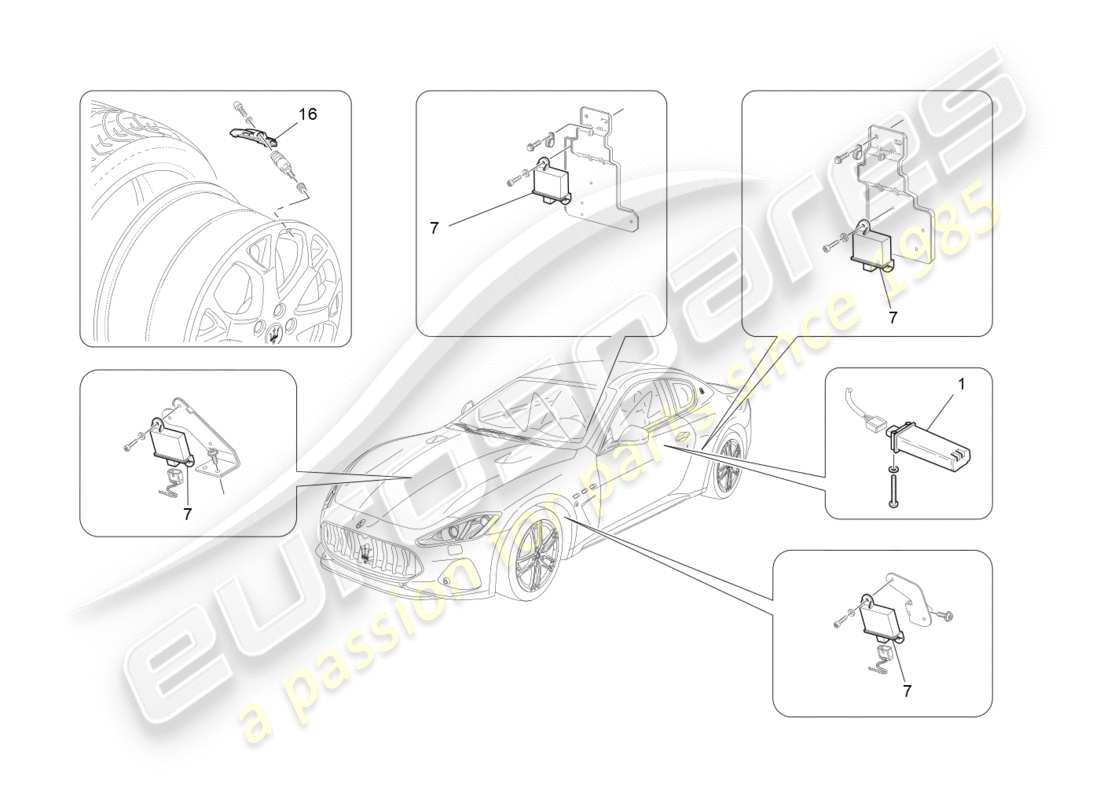 maserati granturismo s (2019) reifendrucküberwachungssystem teilediagramm