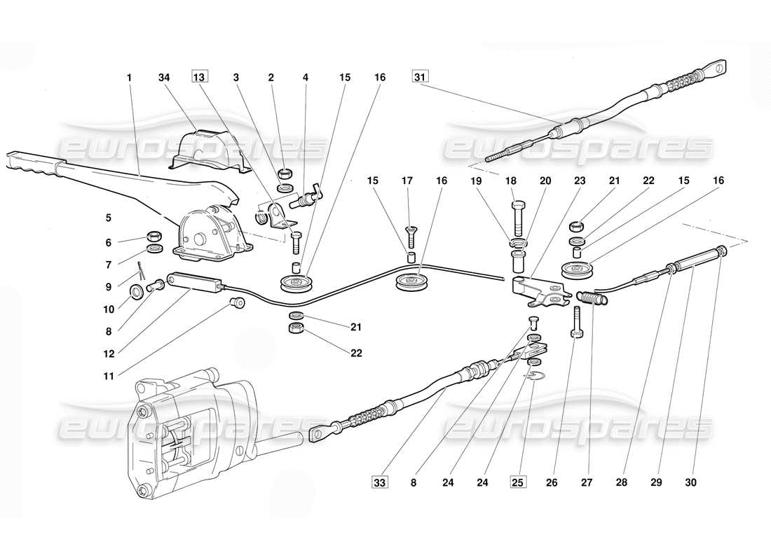 lamborghini diablo (1991) handbremse (gültig für version juni 1992) teilediagramm