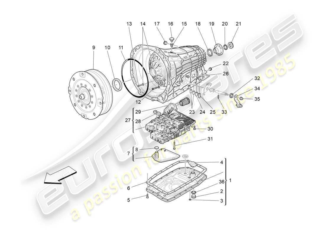 maserati granturismo s (2016) getriebegehäuse ersatzteildiagramm