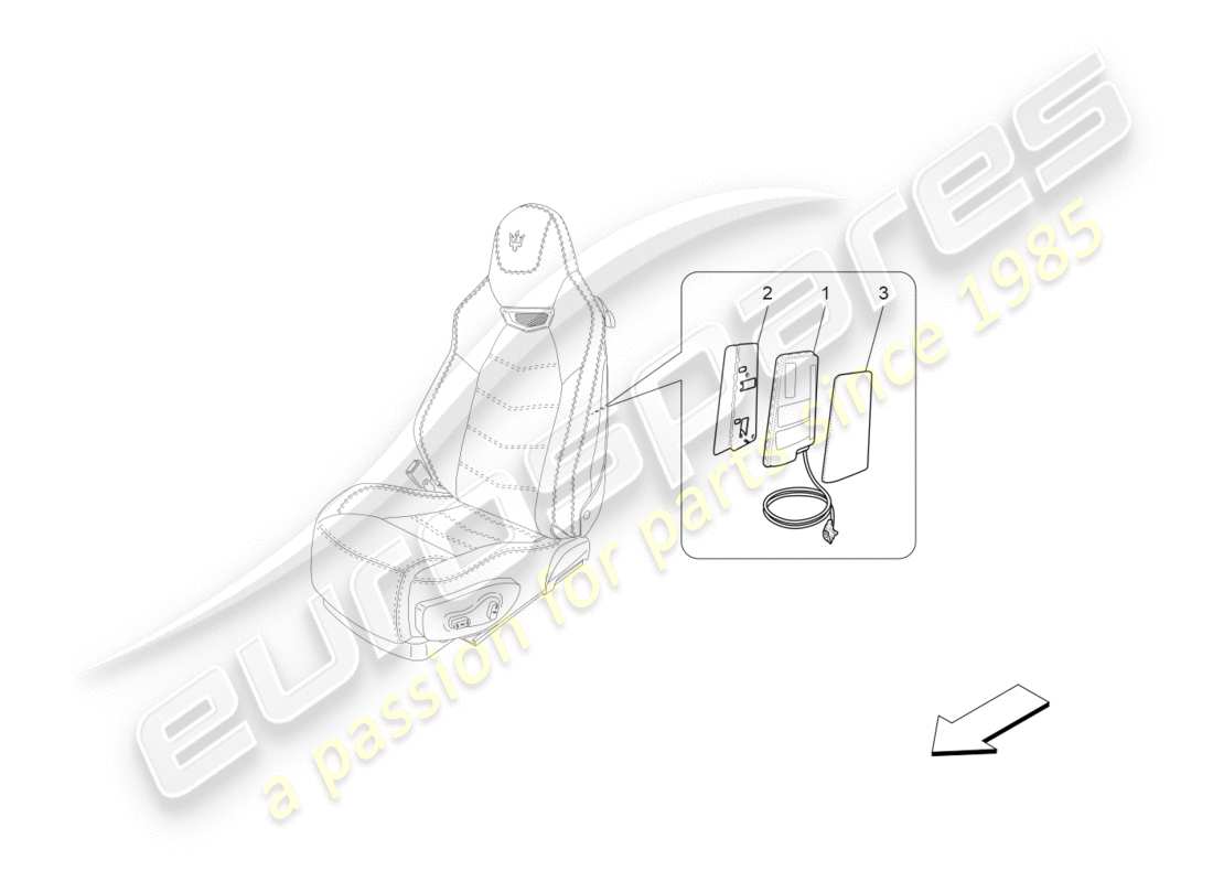 maserati granturismo s (2017) teilediagramm für vorderes seitentaschensystem