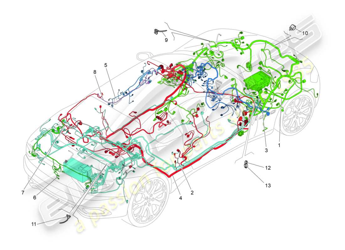 maserati granturismo s (2014) hauptverkabelung teilediagramm