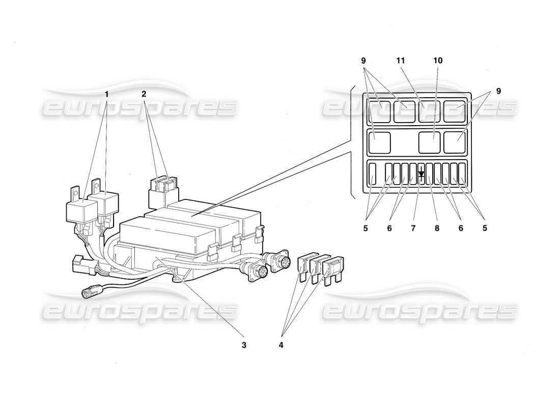 lamborghini diablo sv (1997) teilediagramm des elektrischen systems