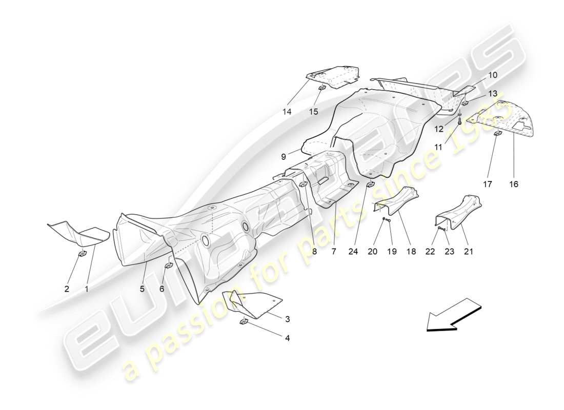 maserati granturismo s (2015) wärmeisolierende paneele teilediagramm