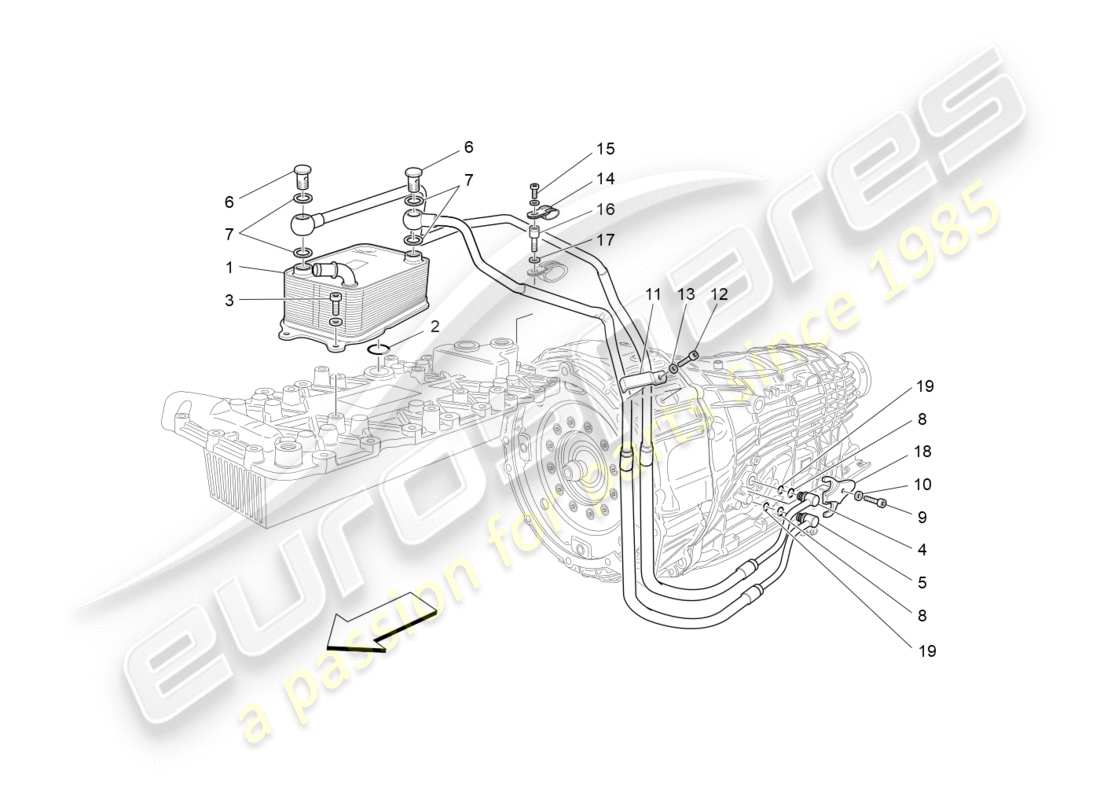 maserati granturismo (2015) schmierung und kühlung des getriebeöls teilediagramm