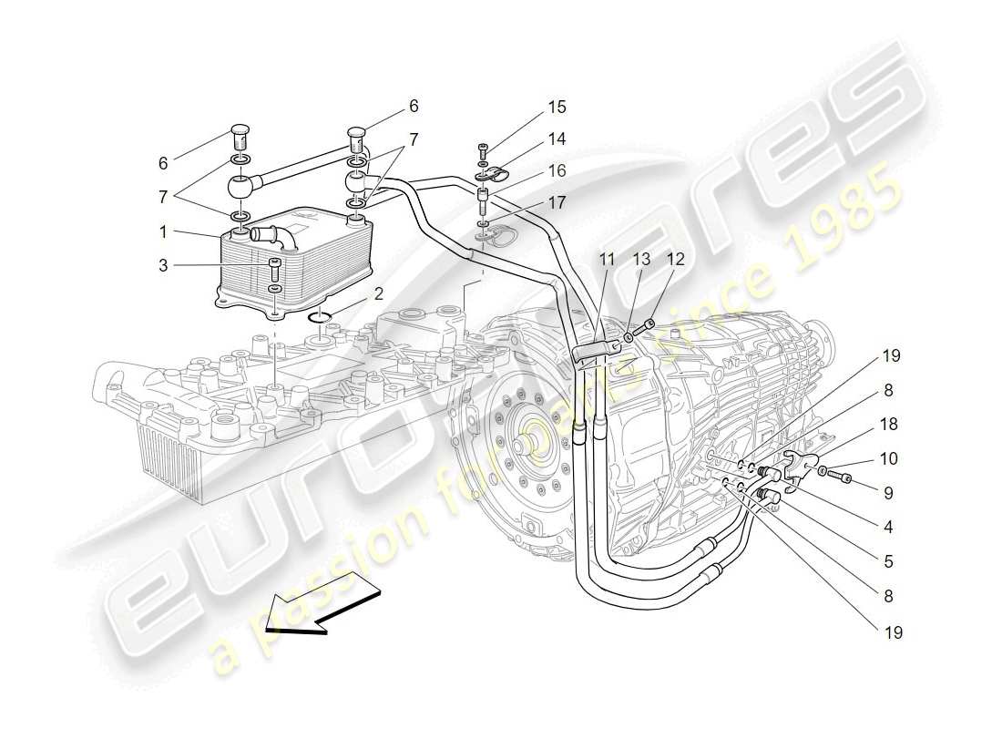 maserati granturismo (2009) schmierung und getriebeölkühlung teilediagramm