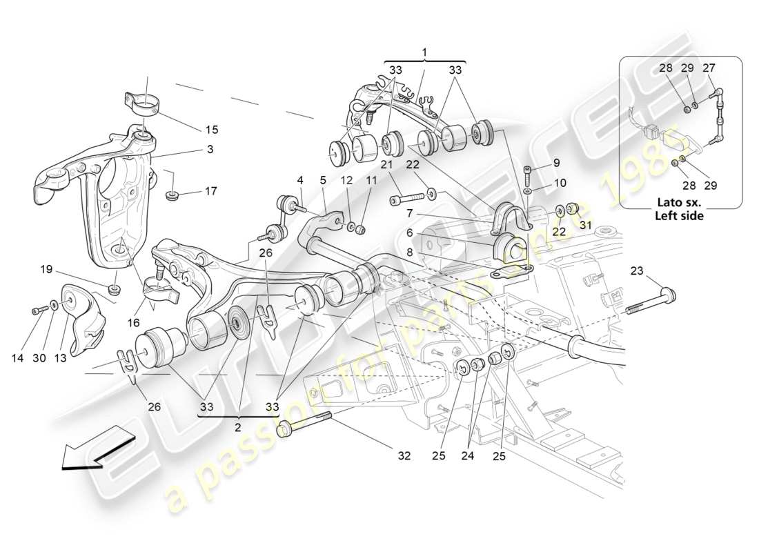 maserati granturismo (2012) vorderradaufhängung teilediagramm