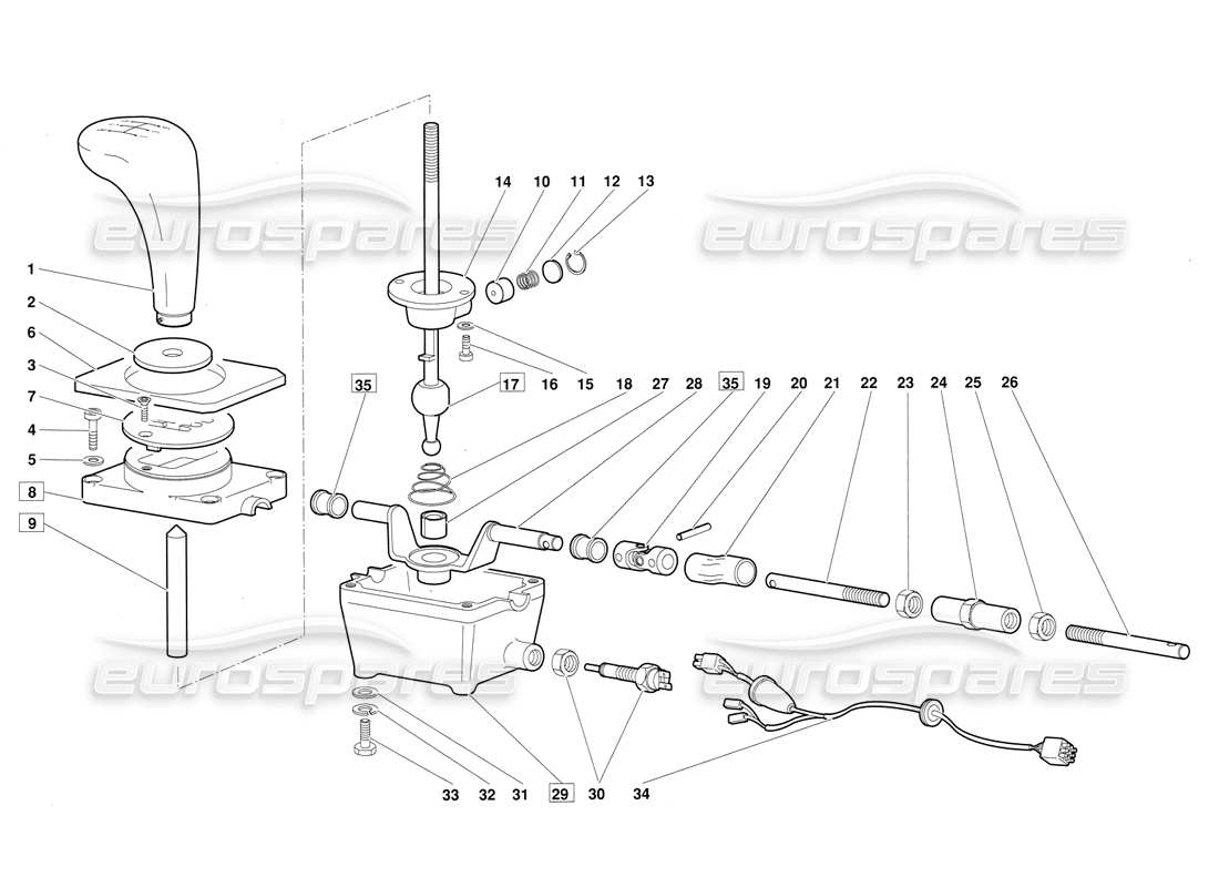 lamborghini diablo (1991) getriebe-kontrollturm (gültig für version vom juni 1992) teilediagramm