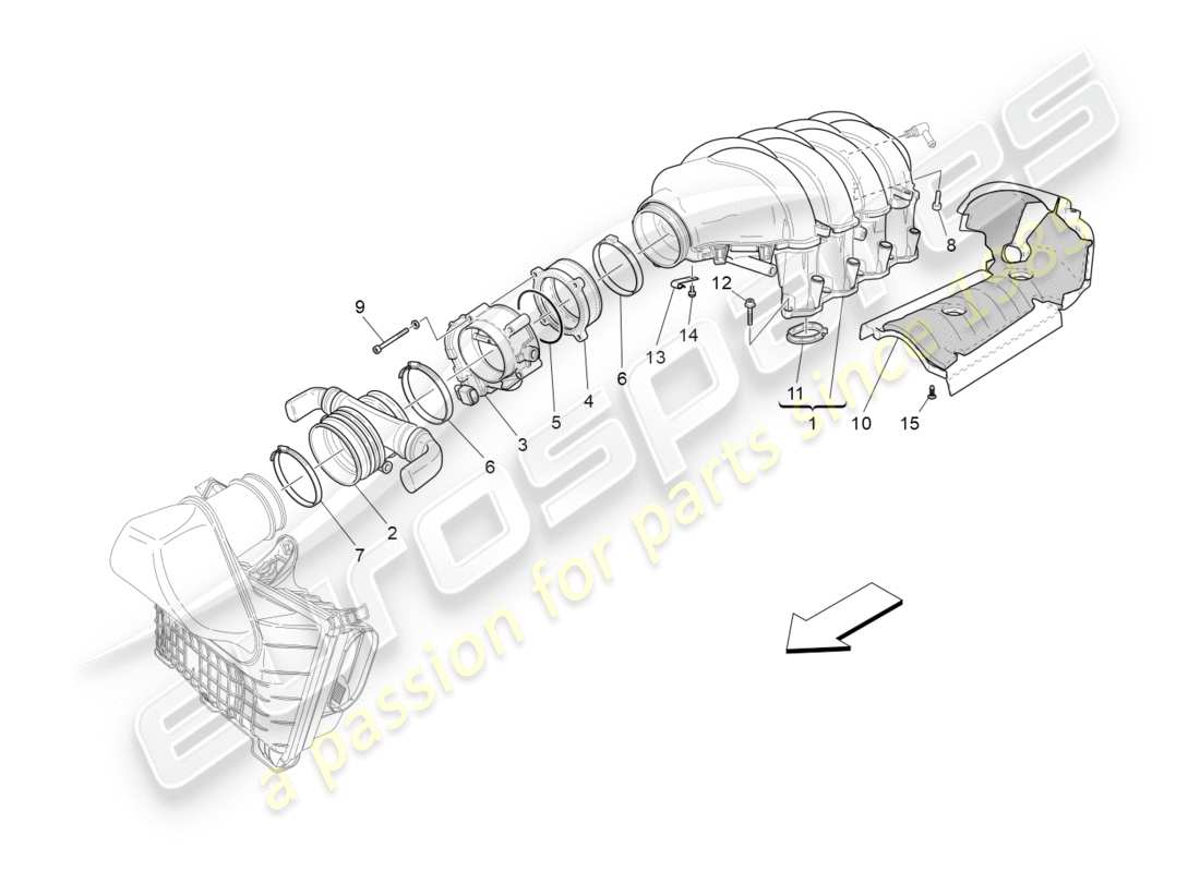 maserati granturismo s (2018) ansaugkrümmer und drosselklappengehäuse teilediagramm