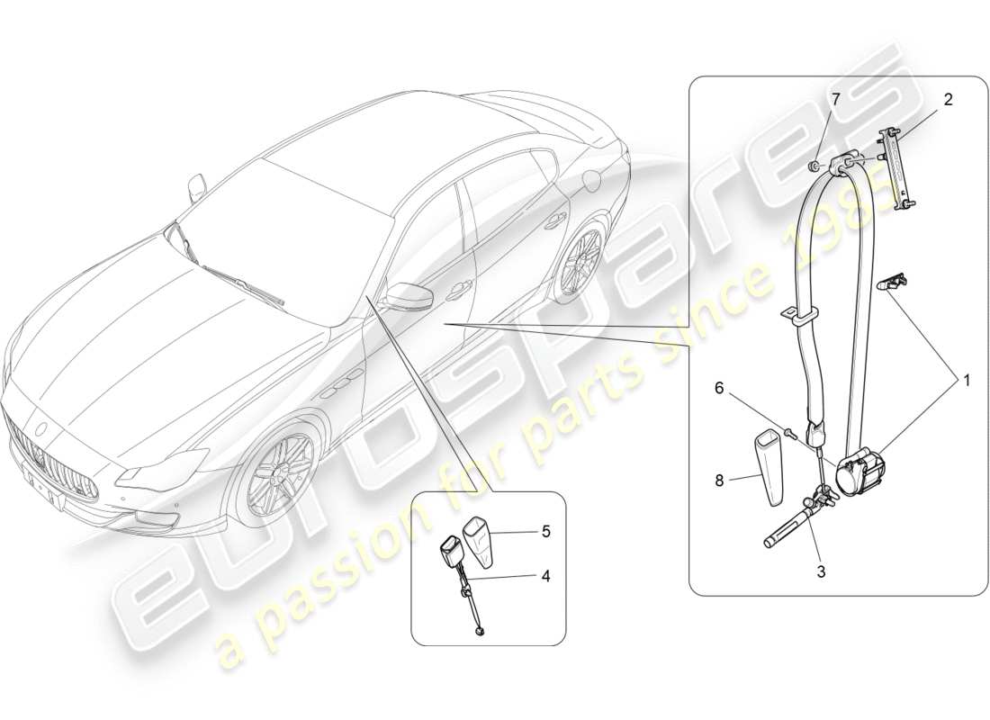 maserati qtp 3.0 bt v6 410hp (2014) vordere sicherheitsgurte ersatzteildiagramm