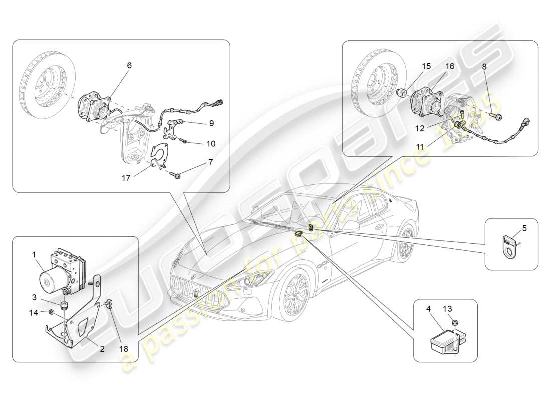 maserati granturismo s (2018) bremssteuersysteme teilediagramm