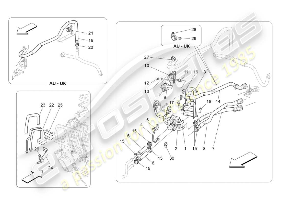 maserati granturismo s (2014) klimaanlage: geräte im motorraum ersatzteildiagramm