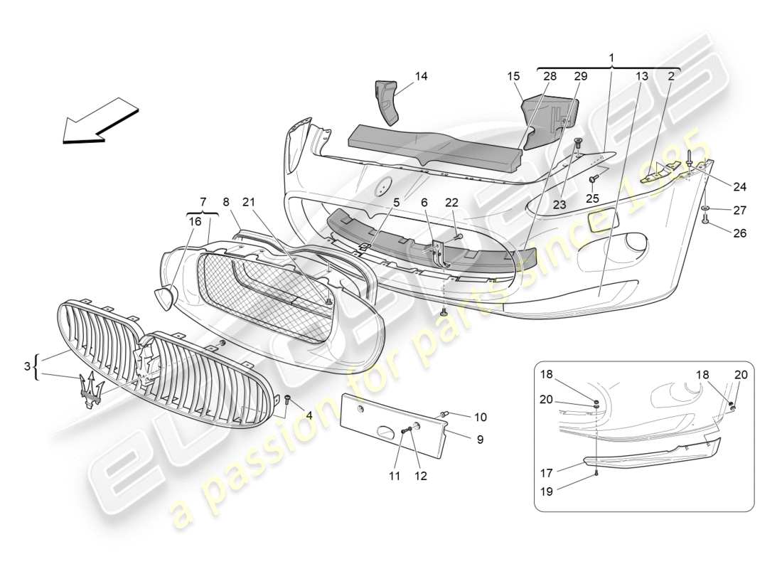 maserati granturismo (2011) frontstoßstange teilediagramm