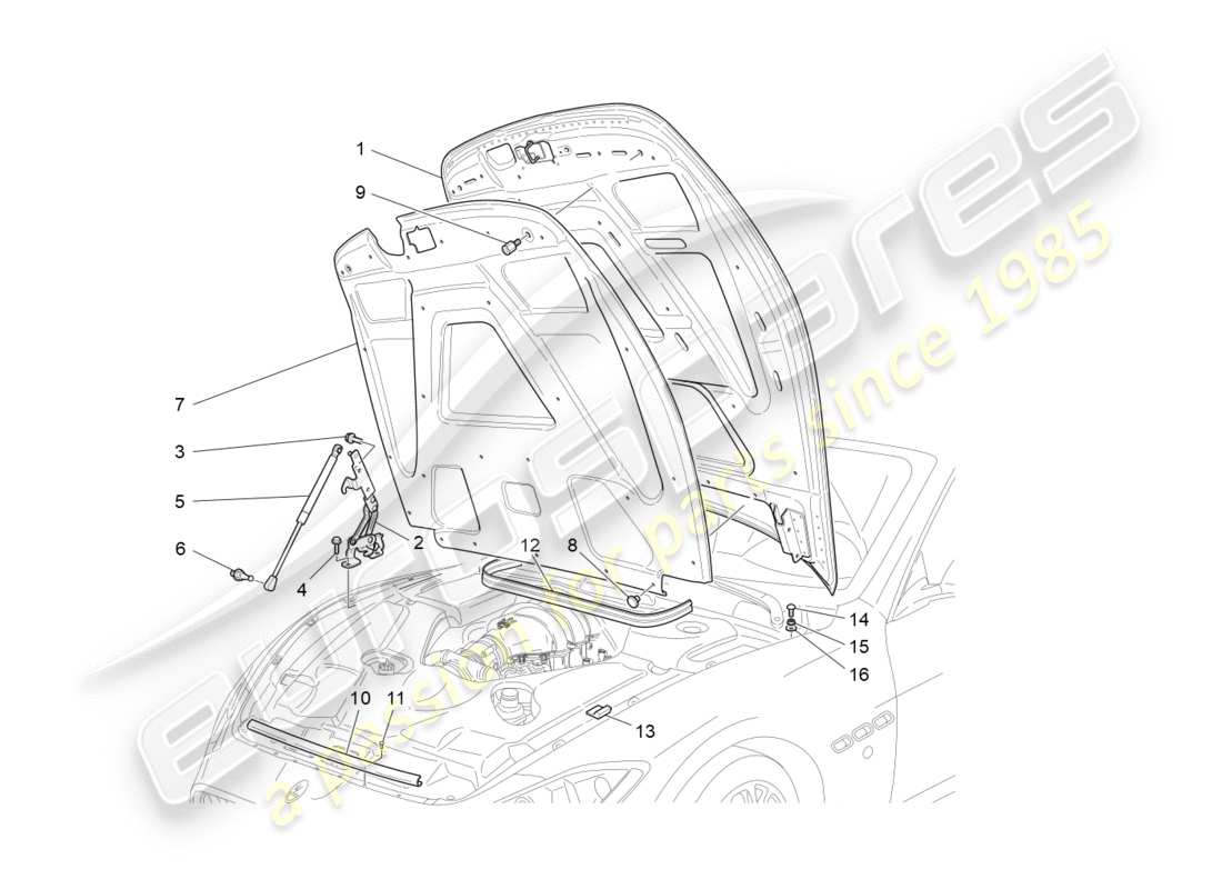 maserati granturismo s (2018) vordere deckel teilediagramm