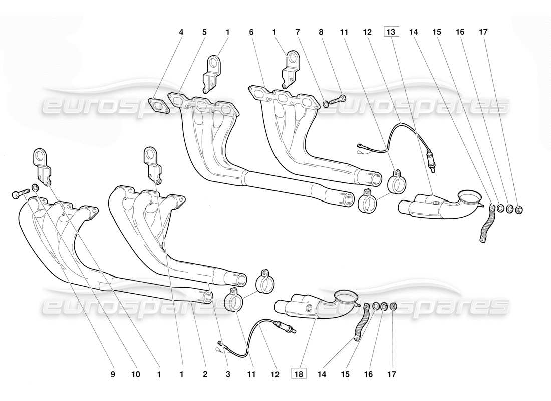 lamborghini diablo (1991) abgassystem (gültig für version vom juni 1992) teilediagramm