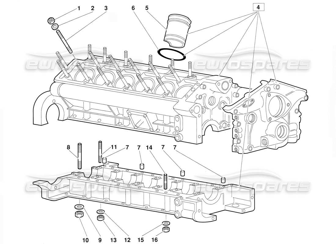 lamborghini diablo (1991) kurbelgehäuse und untere befestigung (gültig für die juni-1992-version) teilediagramm