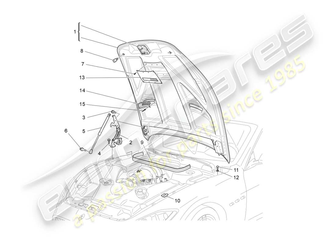 maserati granturismo s (2018) vordere deckel teilediagramm