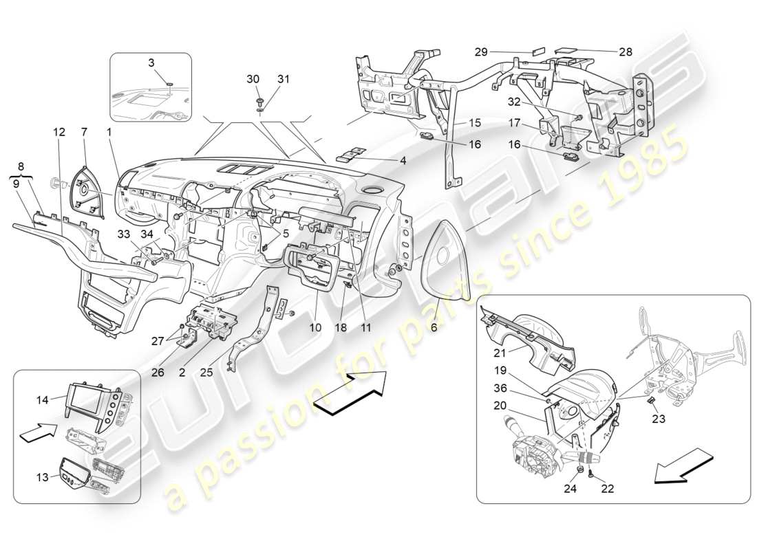 maserati granturismo s (2014) dashboard unit ersatzteildiagramm