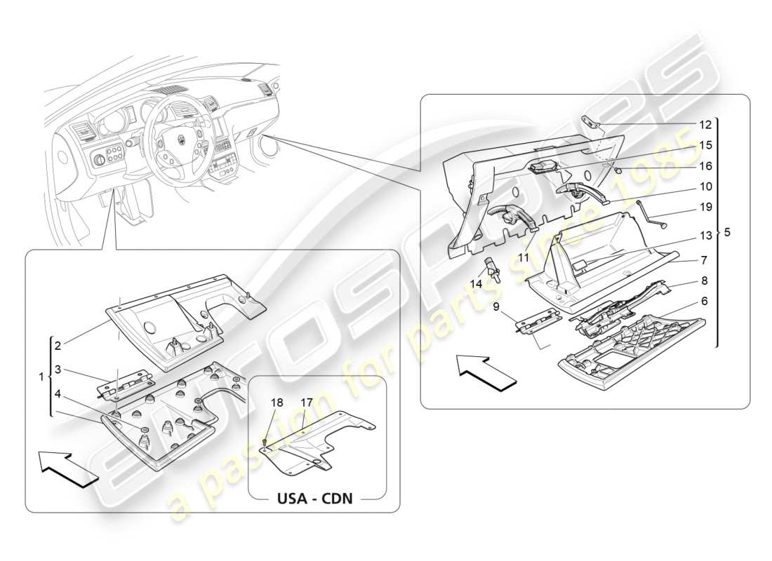 maserati granturismo s (2015) handschuhfächer ersatzteildiagramm