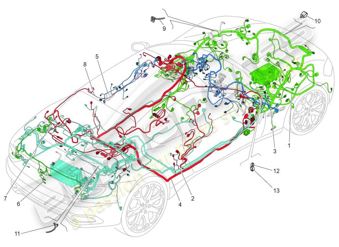 maserati granturismo (2009) hauptverkabelung teilediagramm