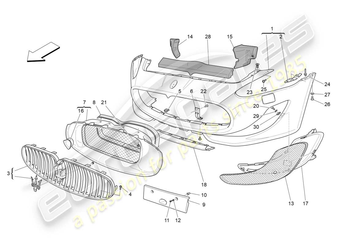 maserati granturismo s (2016) frontstoßstange teilediagramm