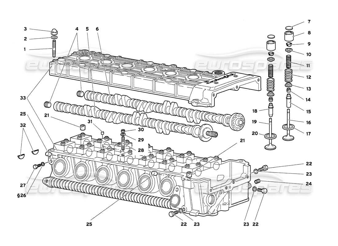 lamborghini diablo 6.0 (2001) teilediagramm des linken zylinderkopfs