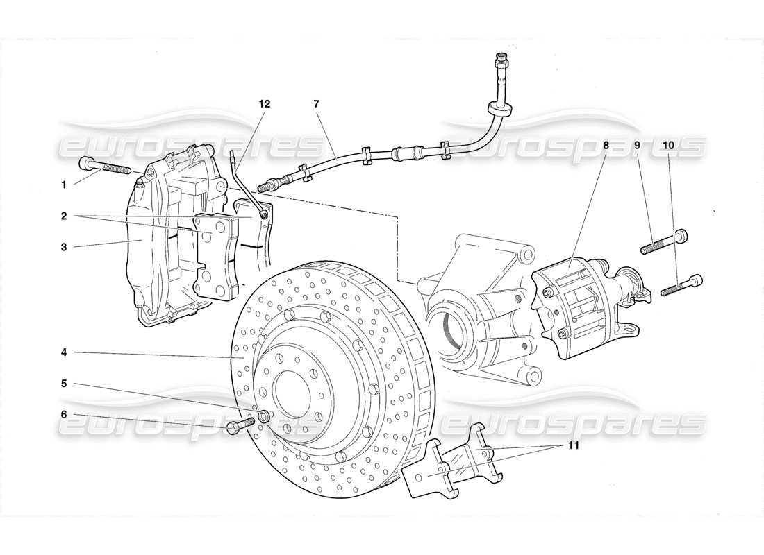 lamborghini diablo roadster (1998) teilediagramm für hinterradbremsen