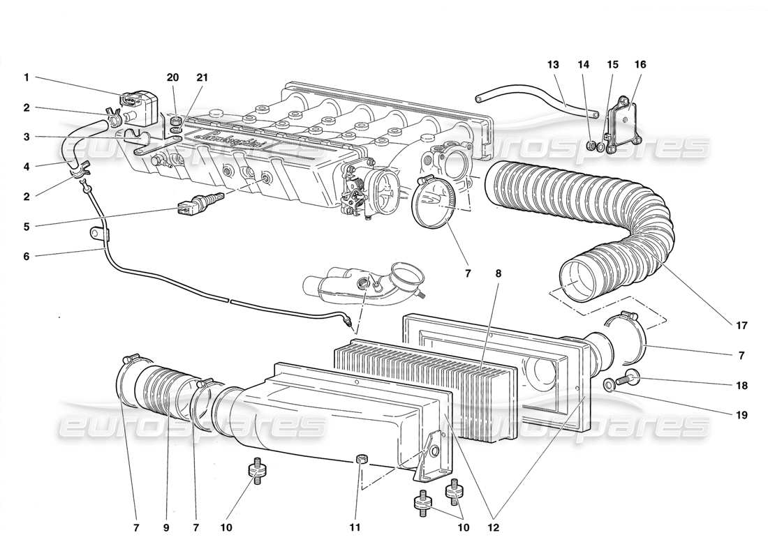 lamborghini diablo roadster (1998) teilediagramm für luftfilter