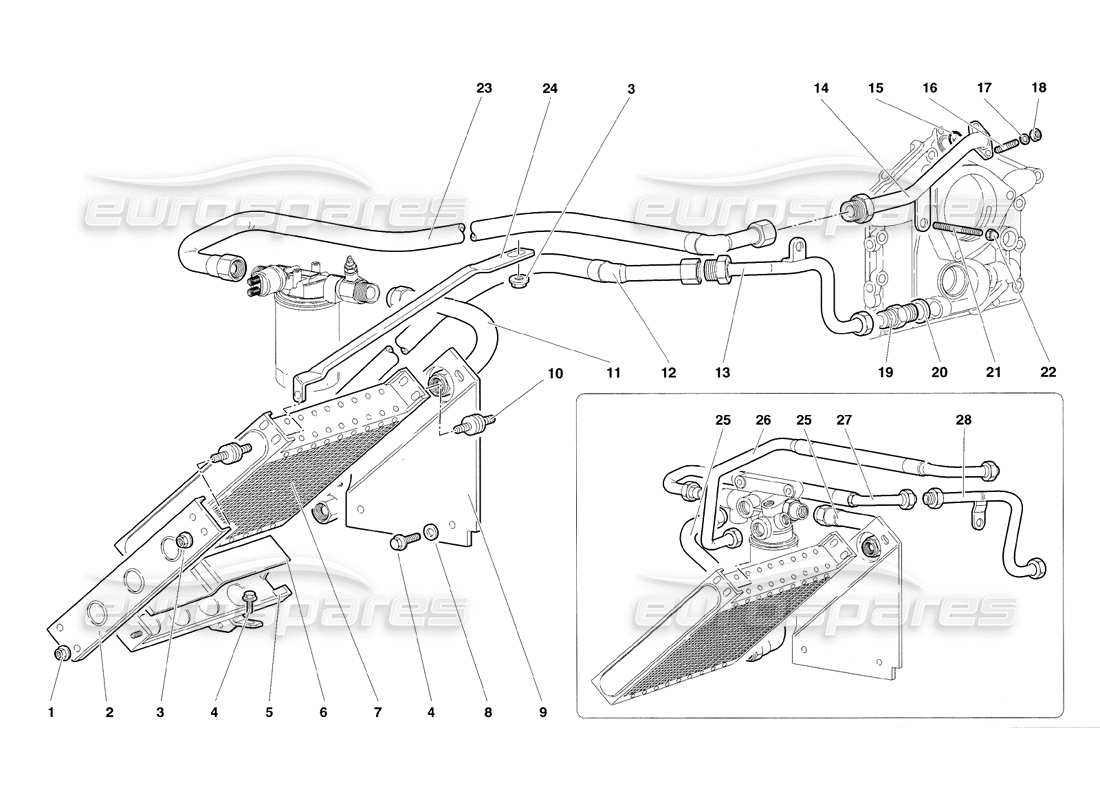 lamborghini diablo sv (1998) teilediagramm des motorölsystems